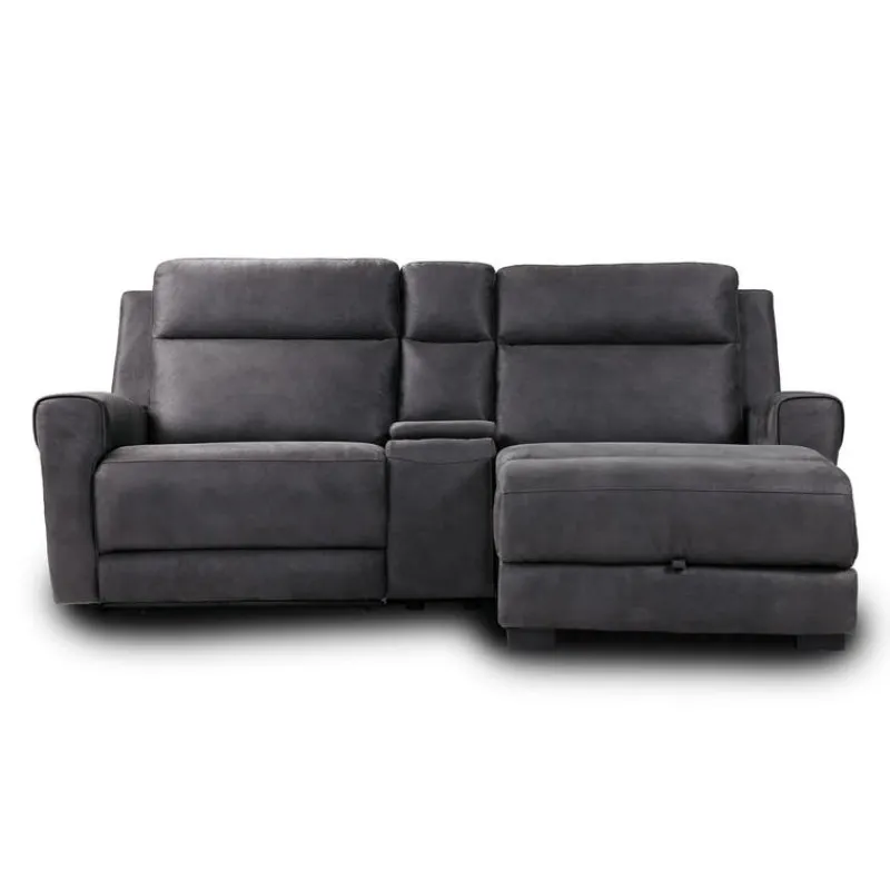 Modular Reclining Loveseat, Chaise with Storage, Console with Cup Holders, and USB/USB-C Ports - 3 pcs