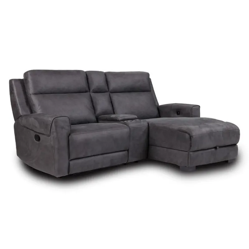 Modular Reclining Loveseat, Chaise with Storage, Console with Cup Holders, and USB/USB-C Ports - 3 pcs