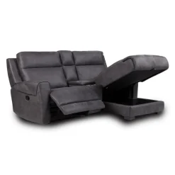 Modular Reclining Loveseat, Chaise with Storage, Console with Cup Holders, and USB/USB-C Ports - 3 pcs