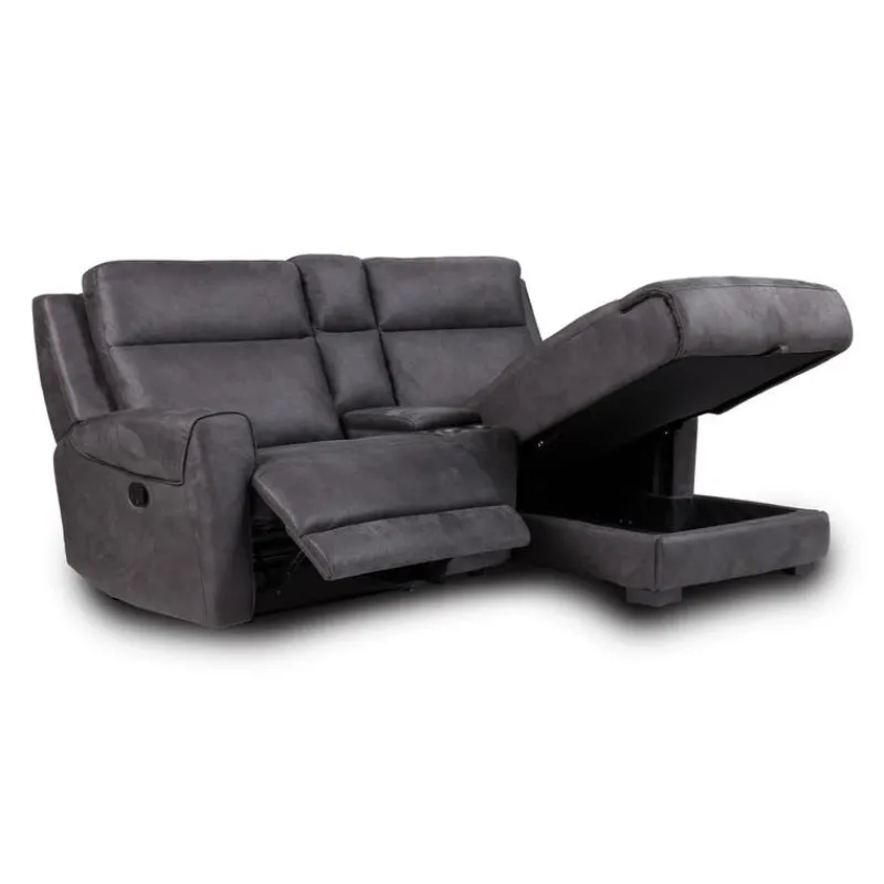 Modular Reclining Loveseat, Chaise with Storage, Console with Cup Holders, and USB/USB-C Ports - 3 pcs