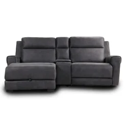 Modular Reclining Loveseat, Chaise with Storage, Console with Cup Holders, and USB/USB-C Ports - 3 pcs