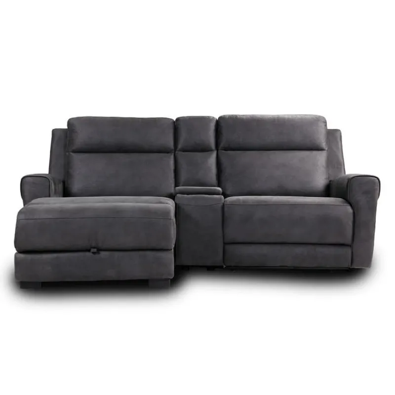 Modular Reclining Loveseat, Chaise with Storage, Console with Cup Holders, and USB/USB-C Ports - 3 pcs
