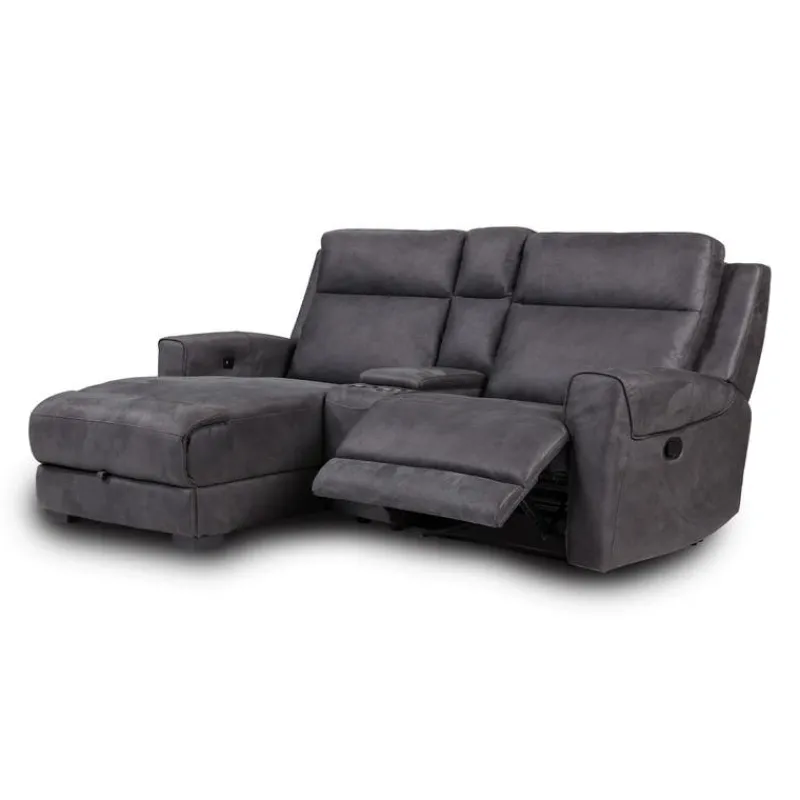 Modular Reclining Loveseat, Chaise with Storage, Console with Cup Holders, and USB/USB-C Ports - 3 pcs