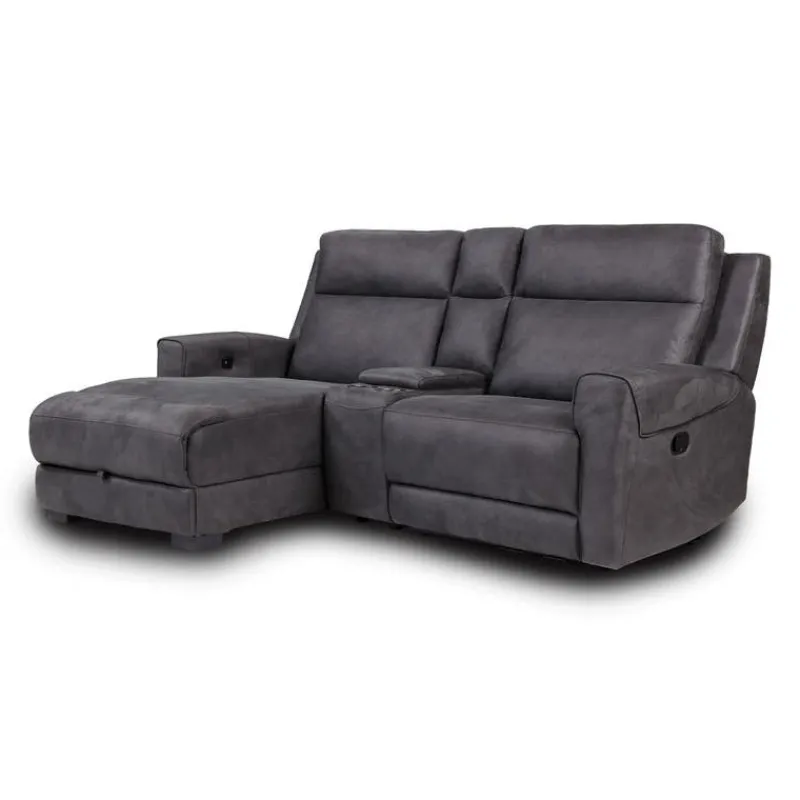 Modular Reclining Loveseat, Chaise with Storage, Console with Cup Holders, and USB/USB-C Ports - 3 pcs