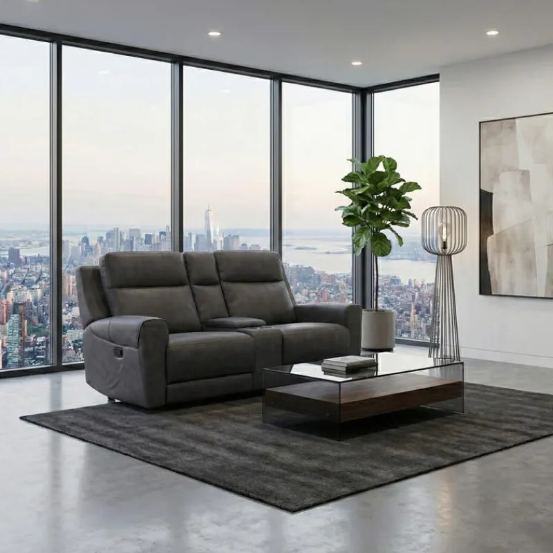 Modular Reclining Loveseat and Console with Storage, Cup Holders, and USB/USB-C Ports - 3 pcs