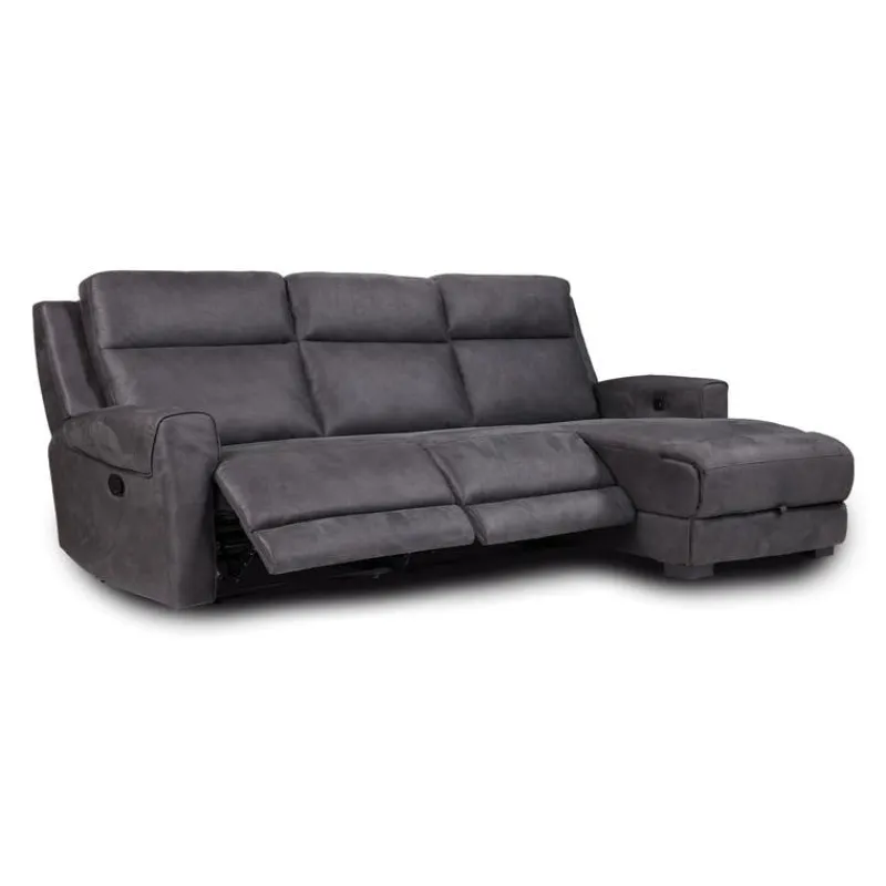 Modular Reclining Loveseat, Chaise with Storage, Console with Cup Holders and USB/USB-C Ports - 3 pcs