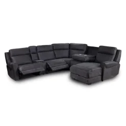 Modular Reclining Sectional with Fold-Down Seat, Chaise with Storage and Console - 6 pcs