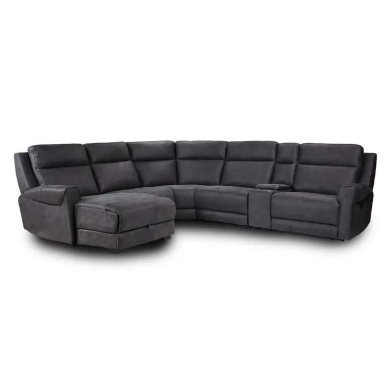 Modular Reclining Sectional, Fold-Down Seats, Chaise with Storage, Console with Cup Holders, and USB/USB-C Ports - 6 pcs