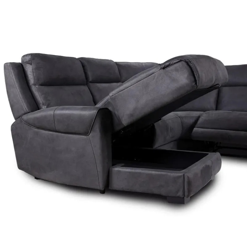 Modular Reclining Sectional with Fold-Down Seat, Chaise with Storage and Console - 6 pcs