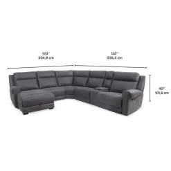 Modular Reclining Sectional with Fold-Down Seat, Chaise with Storage and Console - 6 pcs