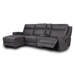 Modular Reclining Sectional, Fold-Down Seat, Chaise with Storage, Console with Cup Holders, and USB/USB-C Ports - 4 pcs