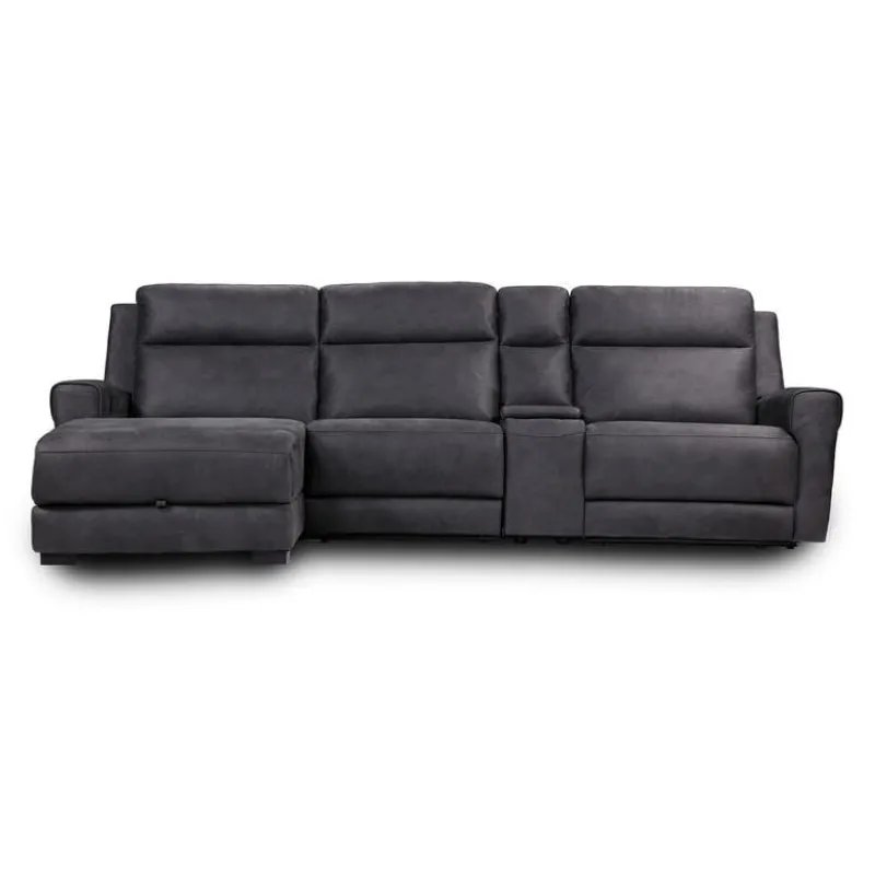 Modular Reclining Sectional, Fold-Down Seat, Chaise with Storage, Console with Cup Holders, and USB/USB-C Ports - 4 pcs