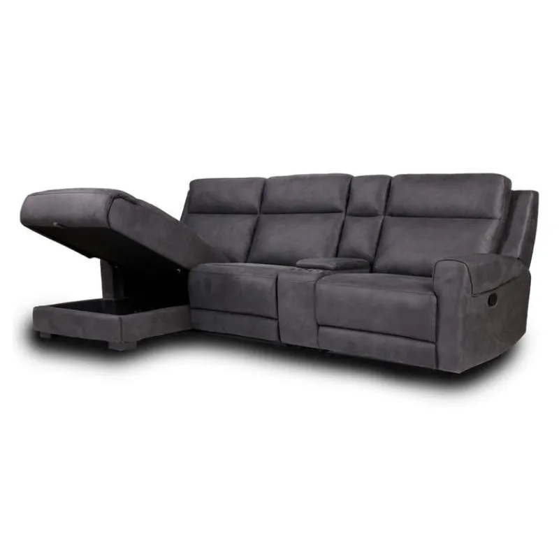 Modular Reclining Sectional, Fold-Down Seat, Chaise with Storage, Console with Cup Holders, and USB/USB-C Ports - 4 pcs