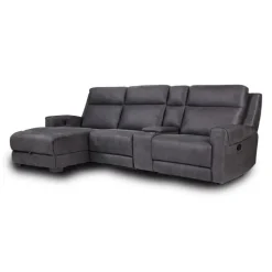 Modular Reclining Sectional, Fold-Down Seat, Chaise with Storage, Console with Cup Holders, and USB/USB-C Ports - 4 pcs
