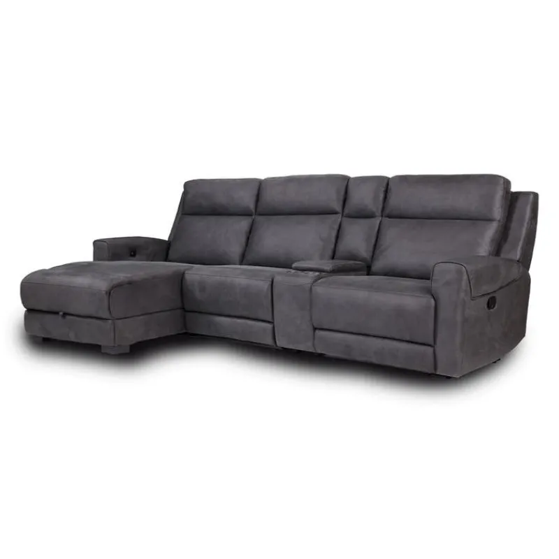 Modular Reclining Sectional, Fold-Down Seat, Chaise with Storage, Console with Cup Holders, and USB/USB-C Ports - 4 pcs
