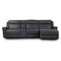 Modular Reclining Sectional, Fold-Down Seat, Chaise with Storage, Console with Cup Holders, and USB/USB-C Ports - 4 pcs