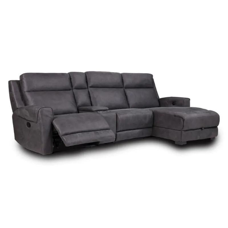 Modular Reclining Sectional, Fold-Down Seat, Chaise with Storage, Console with Cup Holders, and USB/USB-C Ports - 4 pcs