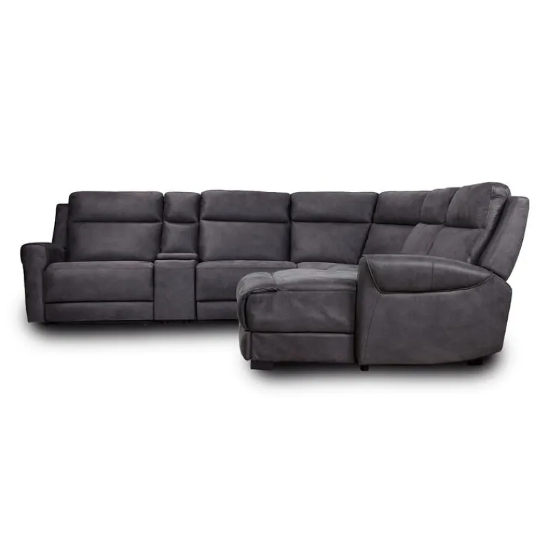 Modular Reclining Sectional, Fold-Down Seats, Chaise with Storage, Console with Cup Holders, and USB/USB-C Ports - 6 pcs