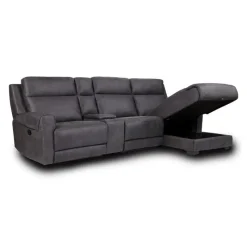 Modular Reclining Sectional, Chaise with Storage, Console with Cup Holders and USB/USB-C Ports - 4 pcs