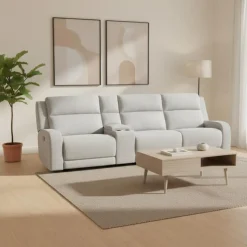 Modular Reclining Sofa and Console with Storage and Cup Holders - 4 pcs