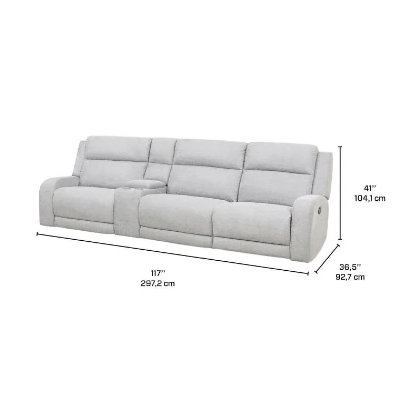 Modular Reclining Sofa and Console with Storage and Cup Holders - 4 pcs