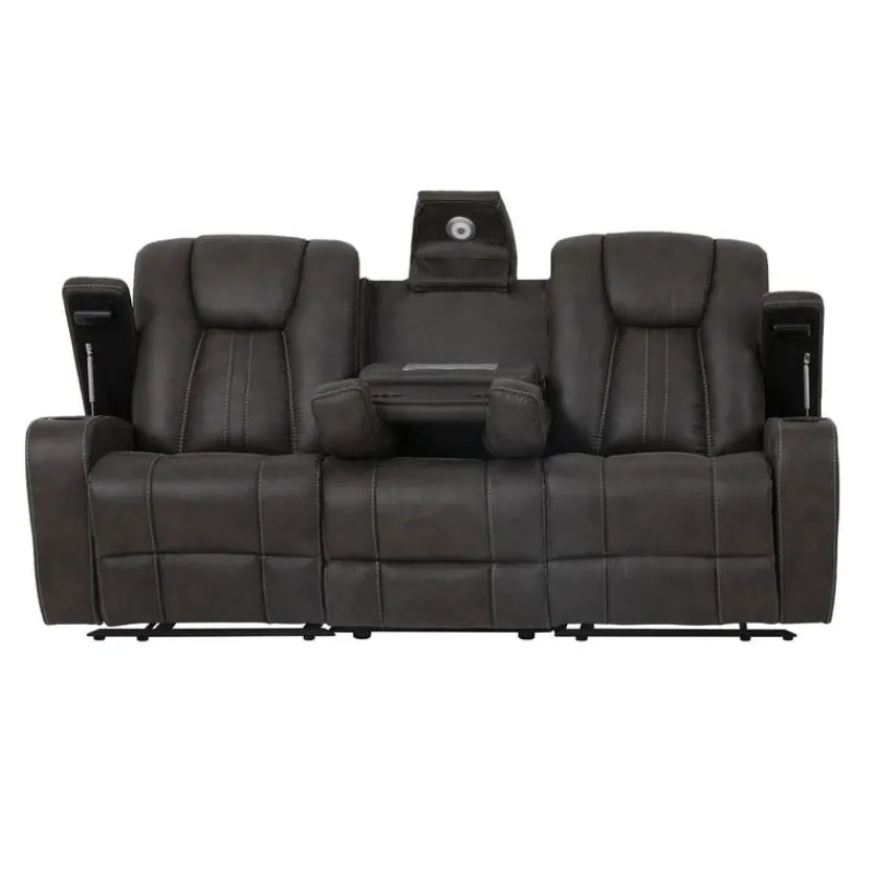 Modular Reclining Sofa with Drop-Down Backrest and Cup Holders - 3 pcs