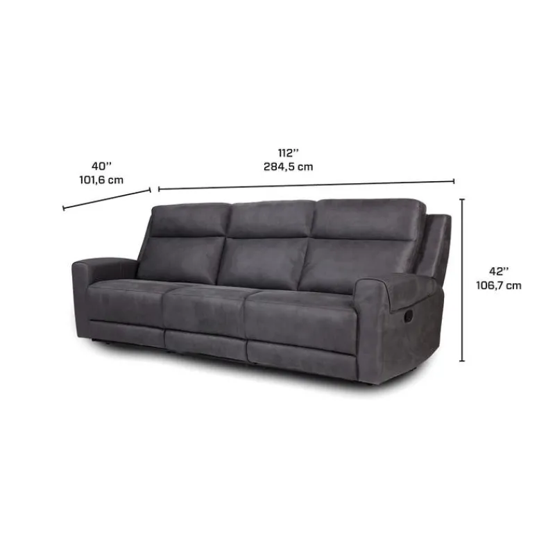 Modular Reclining Sofa with Fold-Down Seat, Cup Holders, USB/USB-C Ports and Wireless Charger - 3 pcs