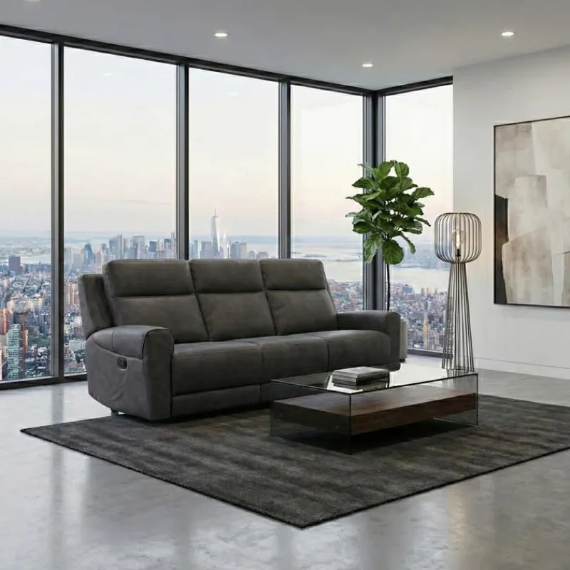 Modular Reclining Sofa with Fold-Down Seat, Cup Holders, USB/USB-C Ports and Wireless Charger - 3 pcs