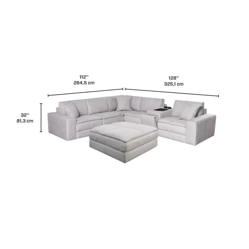 Modular Sectional, Console with Integrated Sound System and Ottoman – 6 pcs