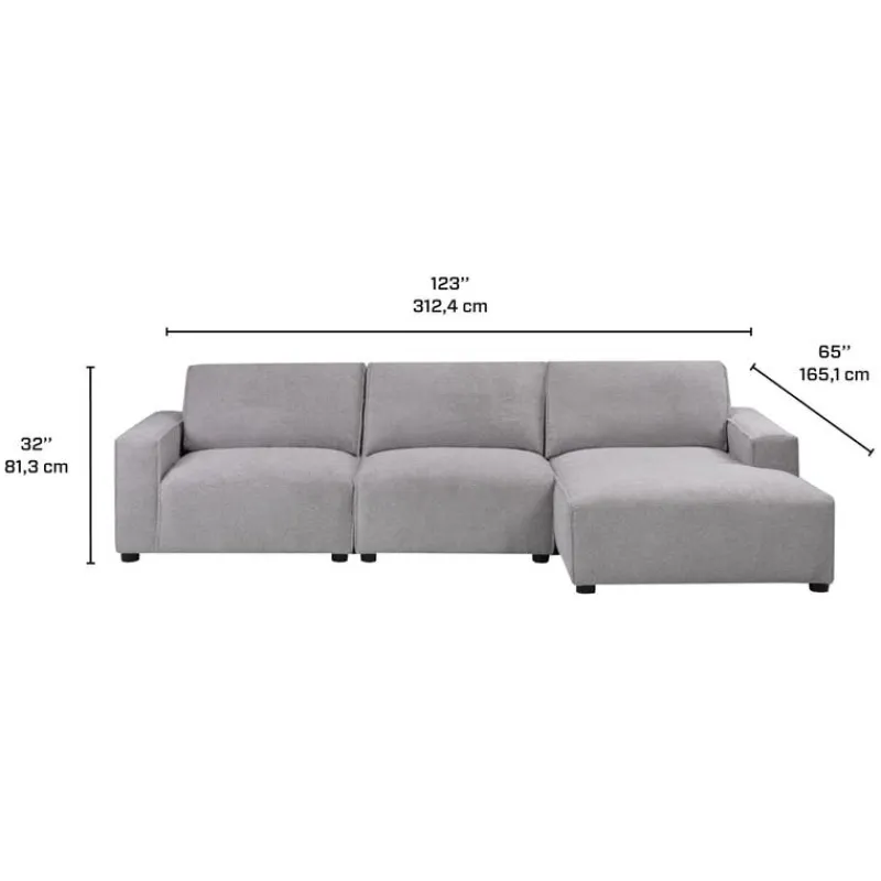 Sofa By Fancy Modular Sectional with Chaise on the Left - 3 pcs