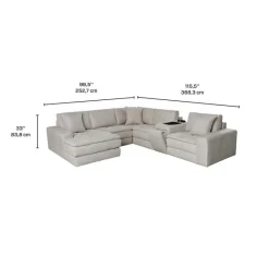 Modular Sectional with Left-Side Chaise and Console with Integrated Sound System - 6 pcs
