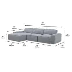 Modular Sectional with Left-Side Chaise - 3 pcs