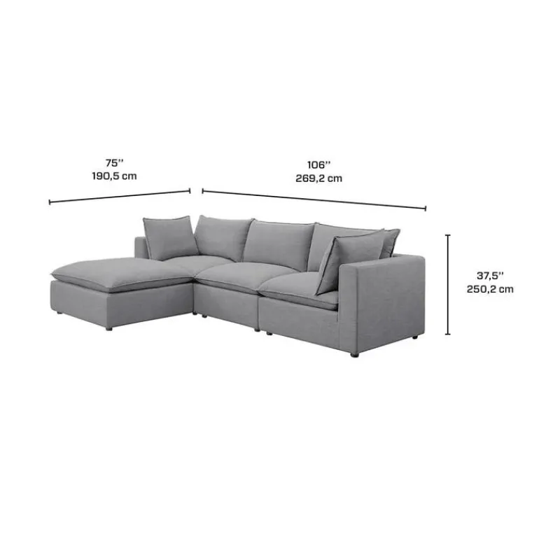 Modular Sectional with Ottoman - 4 pcs