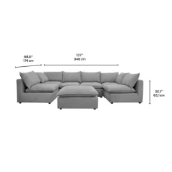 Modular Sectional with Ottoman - 7 pcs