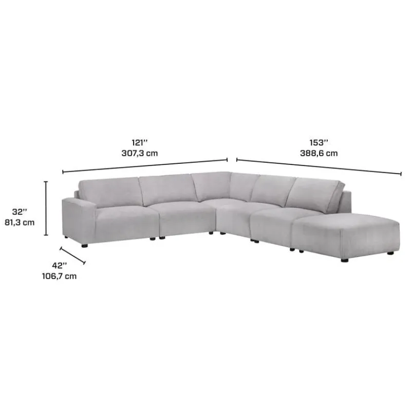 Sofa By Fancy Modular Sectional with Ottoman Positioned to the Right Seat - 6 pcs