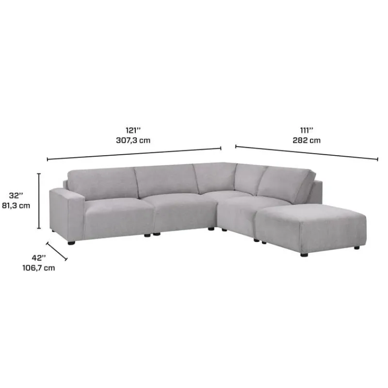 Sofa By Fancy Modular Sectional with Ottoman Positioned to the Right Seat - 5 pcs
