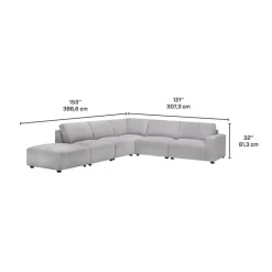 Sofa By Fancy Modular Sectional with Ottoman Positioned to the Left Seat - 6 pcs