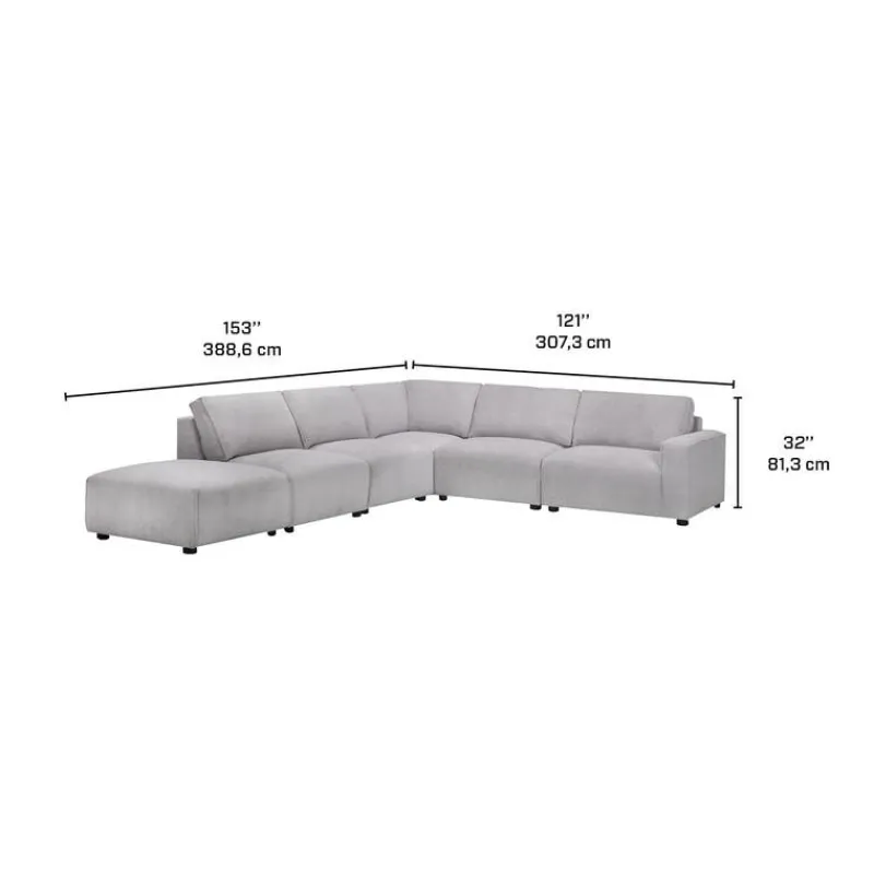 Sofa By Fancy Modular Sectional with Ottoman Positioned to the Left Seat - 6 pcs