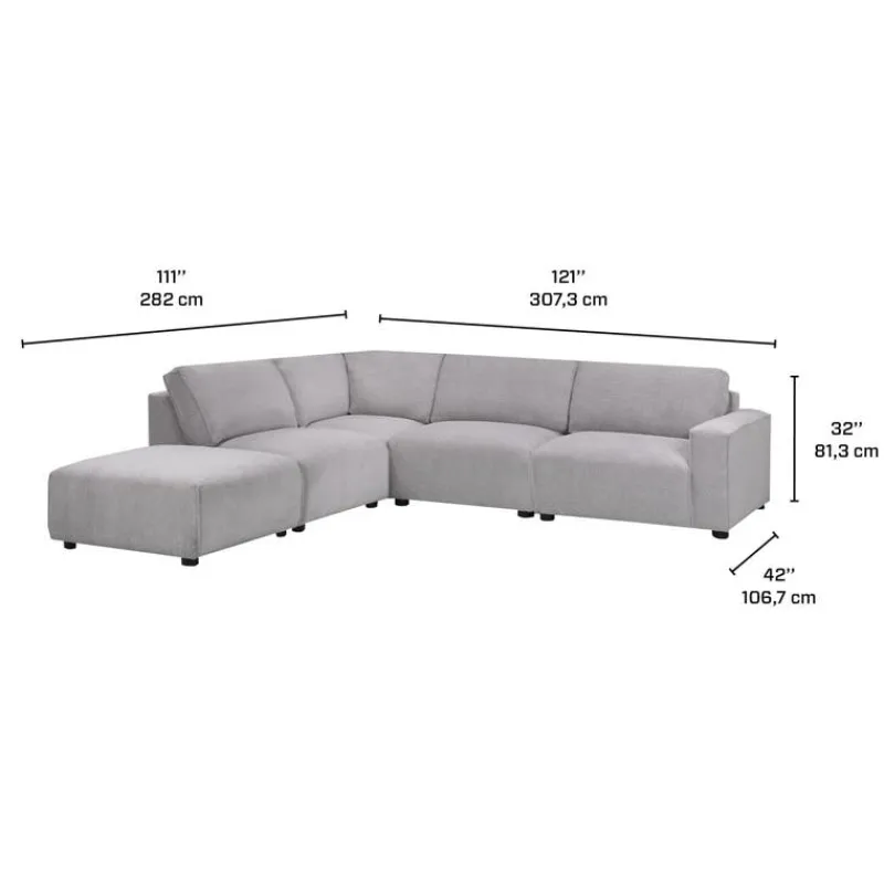 Sofa By Fancy Modular Sectional with Ottoman Positioned to the Left Seat - 5 pcs