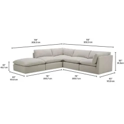 Modular Sectional with Ottoman - 5 pcs