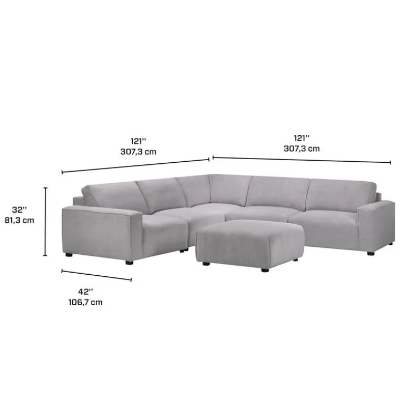 Sofa By Fancy Modular Sectional with Ottoman - 6 pcs