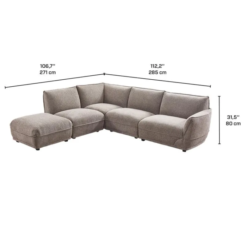 Modular Sectional with Ottoman - 5 pcs