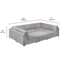 Sofa By Fancy Modular U-Shaped Sectional with Ottoman - 6 pcs