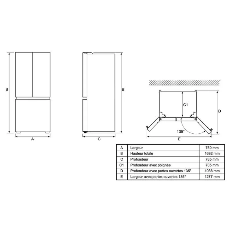 Moffat 18 Cu Ft 30 In Refrigerator Bottom Freezer, French door - MNE18DYTNFS