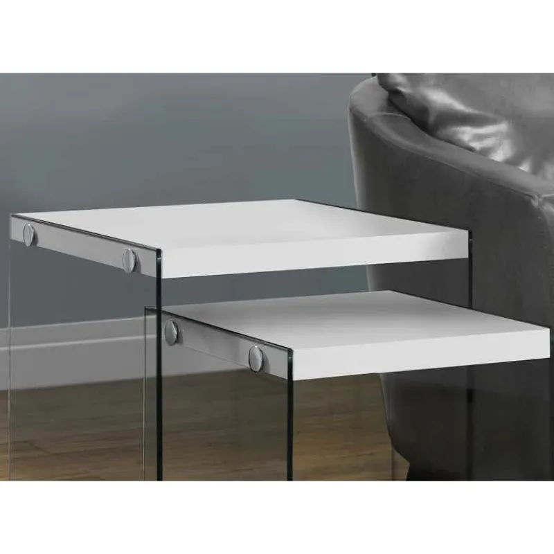 Monarch Nesting table - 2pcs set / glossy / tempered glass -