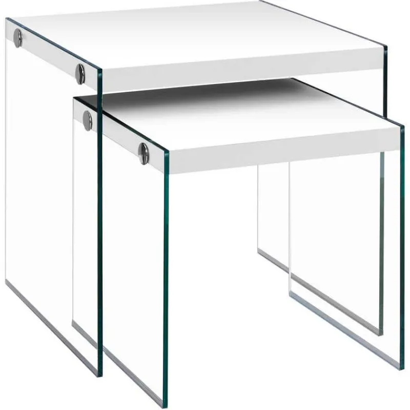 Monarch Nesting table - 2pcs set / glossy / tempered glass -