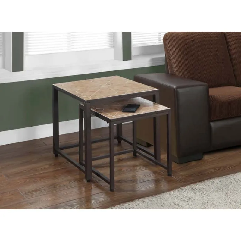 Monarch Nesting table - 2pcs set / terracotta tile top / -