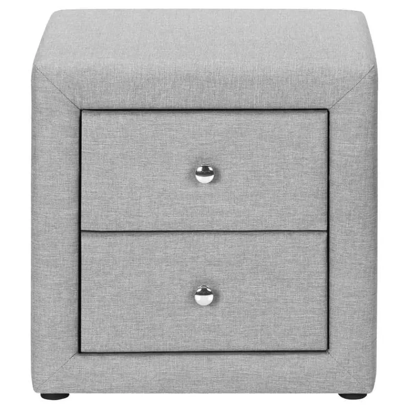 Monarch Nightstand - upholstered / 2 storage drawers - 21"h - linen-look -
