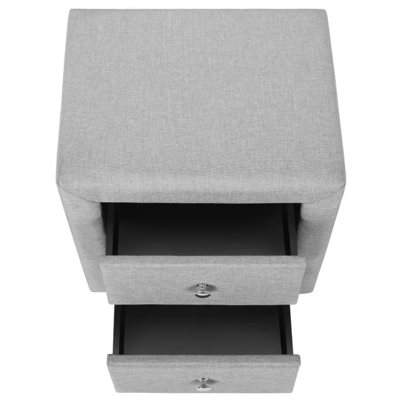 Monarch Nightstand - upholstered / 2 storage drawers - 21"h - linen-look -