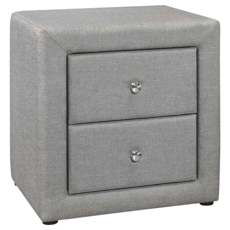 Monarch Nightstand - upholstered / 2 storage drawers - 21"h - linen-look -